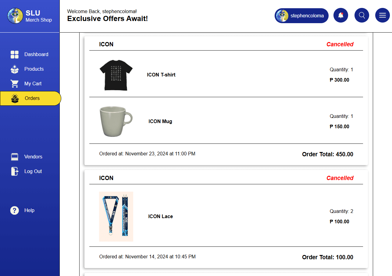 SLU Merch Reservation System screenshot 2
